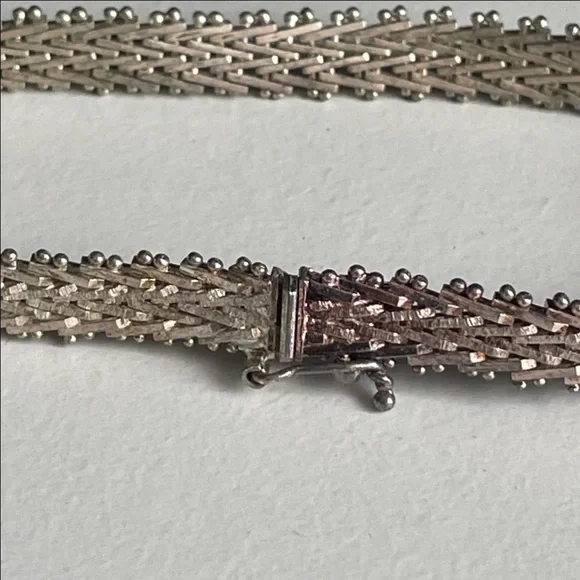 Vintage Sterling Silver 925 Italy Herringbone Bracelet - Picture 13 of 15